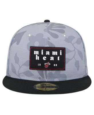 Men's Gray Miami Heat Palm Fronds 2-Tone 59FIFTY Fitted Hat