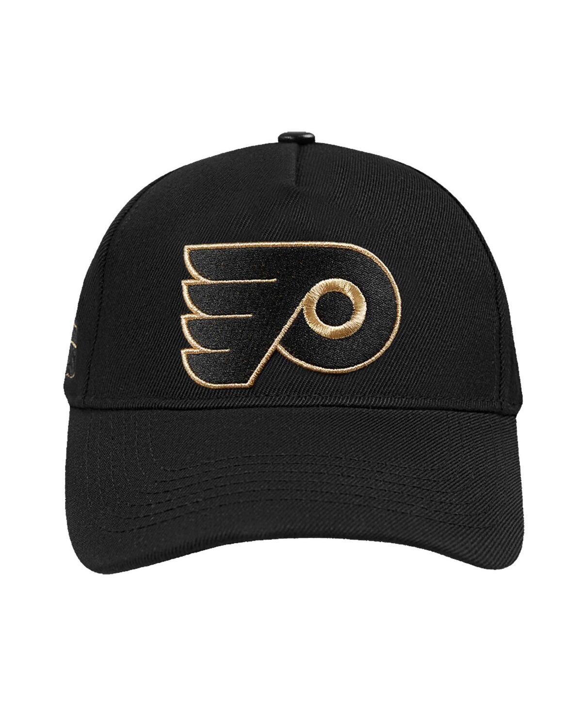 Shop Pro Standard Men's Black Philadelphia Flyers Metallic Logo Pinch Front Adjustable Hat