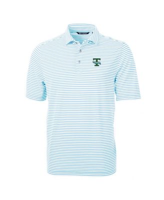 Men's Light Blue Tulane Green Wave Throwback Logo Virtue Eco Pique Stripe Polo Shirt