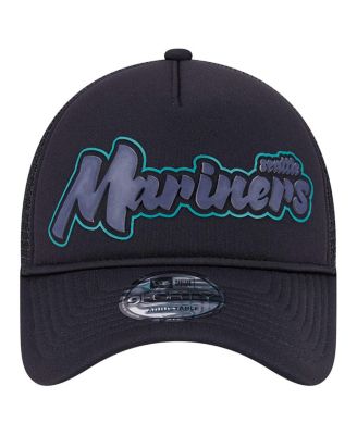 Men's Black Seattle Mariners Retro Bold A-Frame Trucker 9FORTY Adjustable Hat