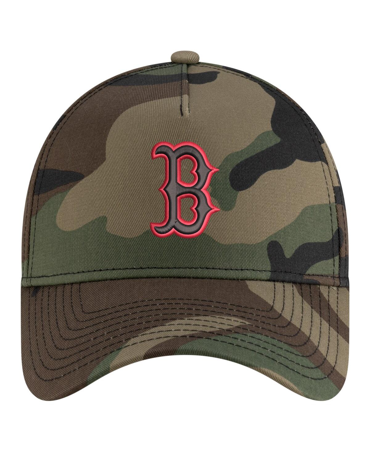 New Era Men's Camo Boston Red Sox Woodland Team Pop 9forty A-frame Adjustable Hat In Camo