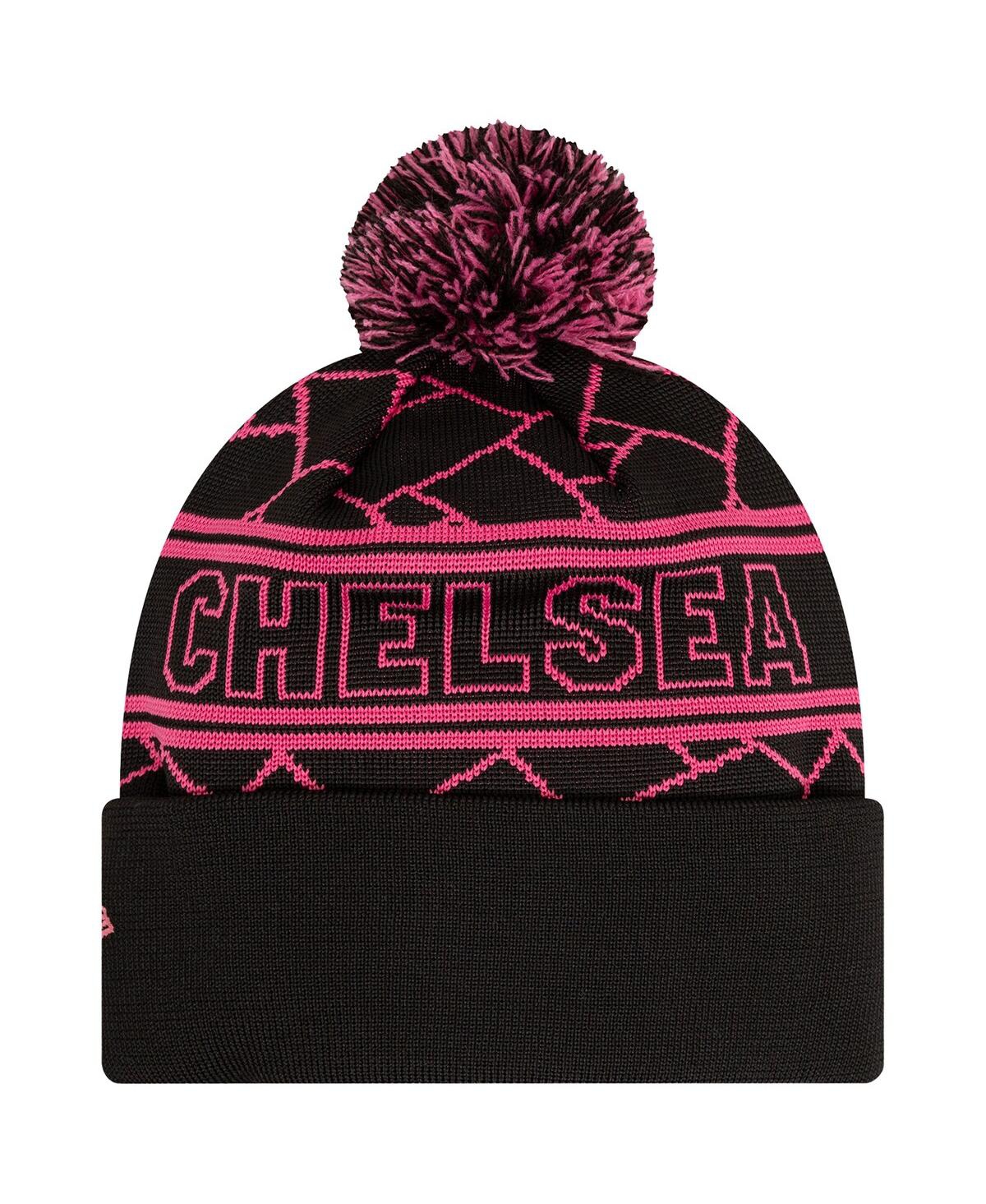 NEW ERA MEN'S BLACK CHELSEA SPORT CUFFED WITH POM KNIT HAT 