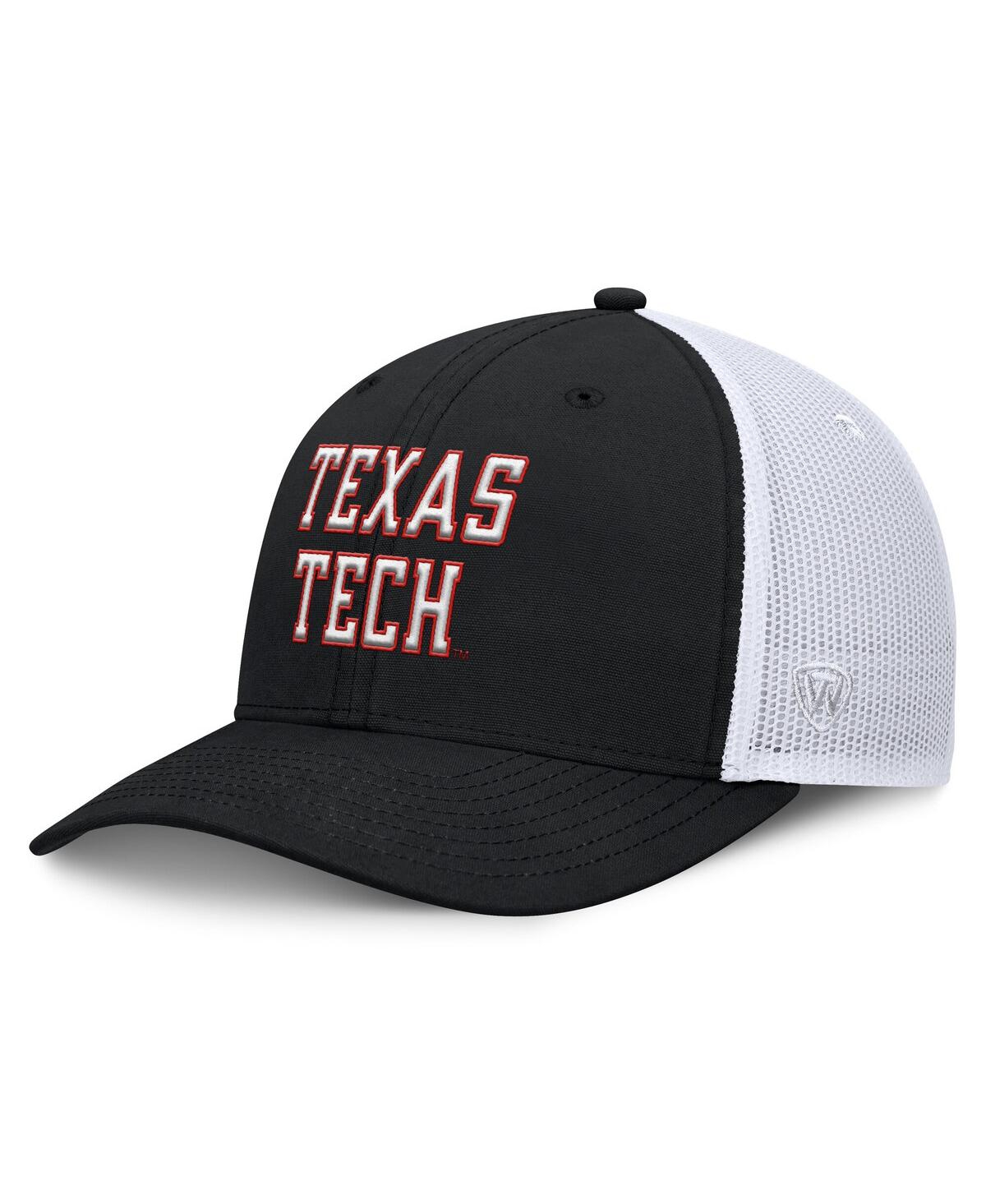Top Of The World Men's Black Texas Tech Red Raiders Trucker Adjustable Hat In Black