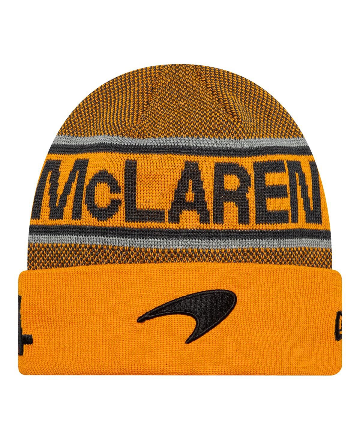 NEW ERA MEN'S LANDO NORRIS ORANGE/ANTHRACITE MCLAREN F1 TEAM 2025 REPLICA DRIVER CUFFED KNIT HAT 