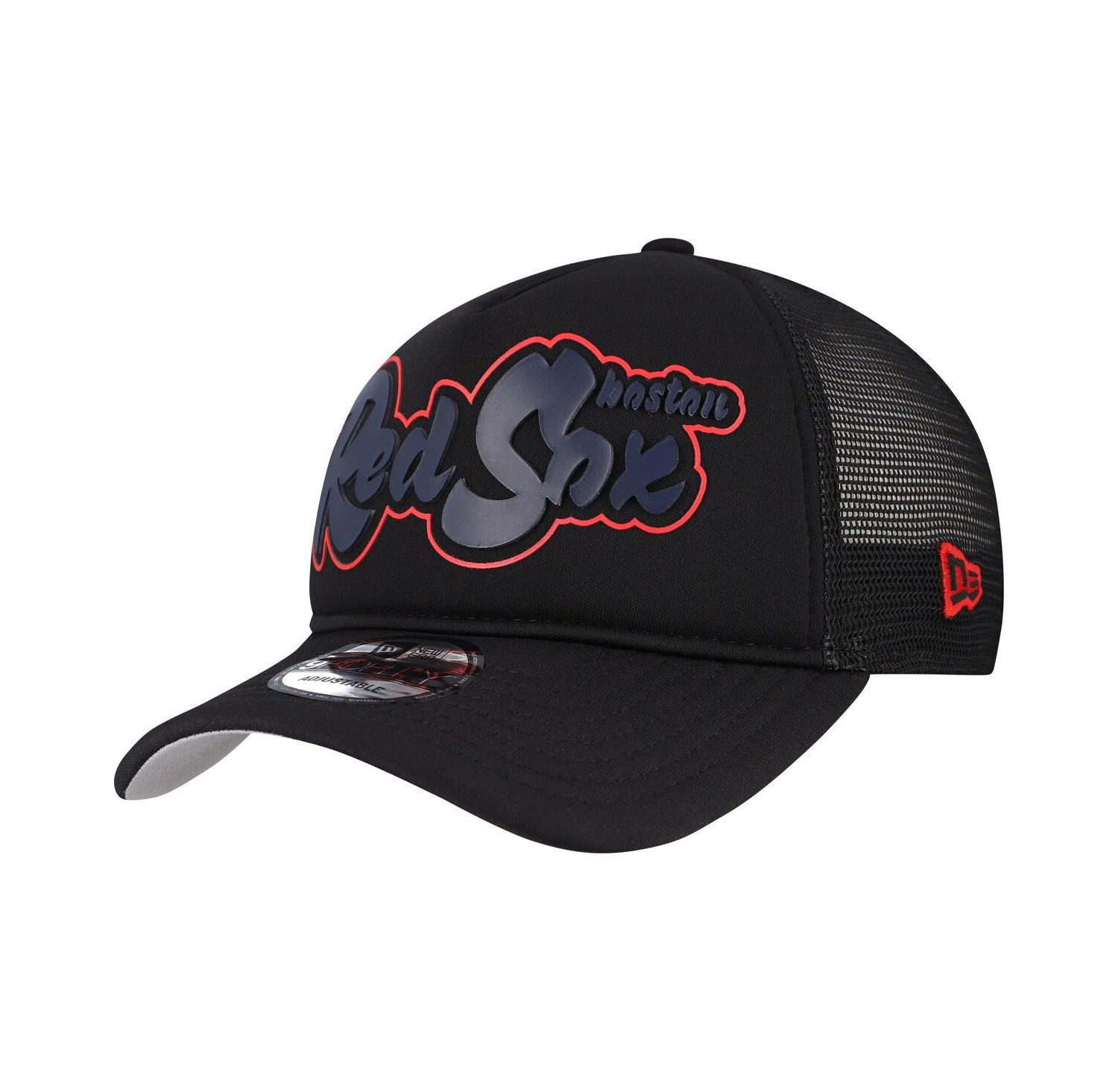 Men's Black Boston Red Sox Retro Bold A-Frame Trucker 9FORTY Adjustable Hat