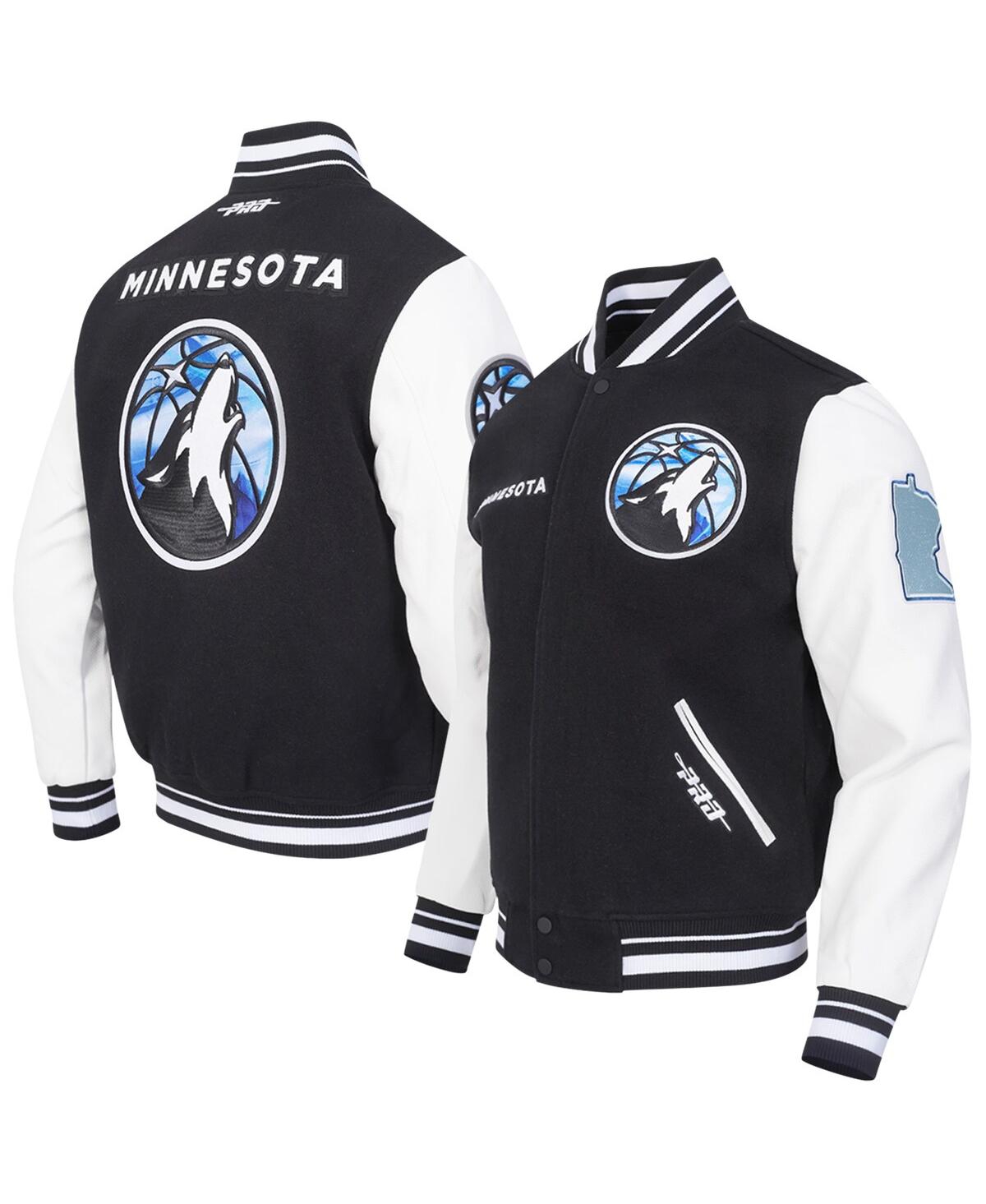 Men's Black Minnesota Timberwolves 2024/25 City Edition Chenille Applique Full-Zip Wool Varsity Jacket - Black