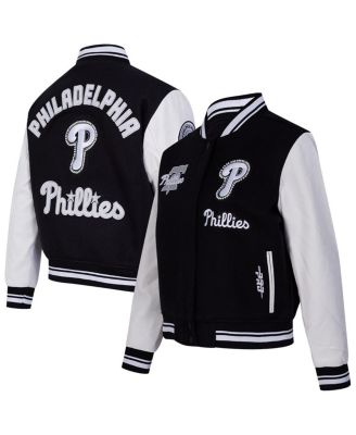 Pro Standard - Women's Black Philadelphia Phillies Rib Wool Full-Zip Varsity Jacket