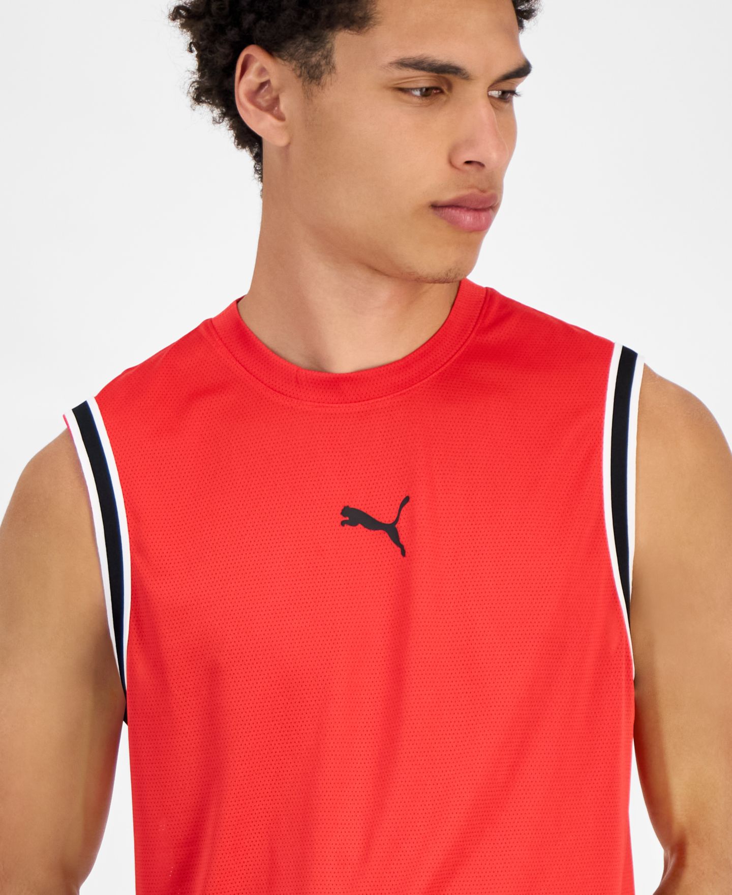 Мужской топ PUMA Winning Shot Regular-Fit Mesh Logo, цвет: Красный — фото 3