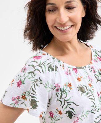売れ筋商品|||スタイルアンドコー カットソー トップス レディース Petite Floating Fauna Flutter-Sleeve Knit Top, Exclusively at Macy's Floating White Style & Co Petite Floating Fauna Flutter-Sleeve Knit Top