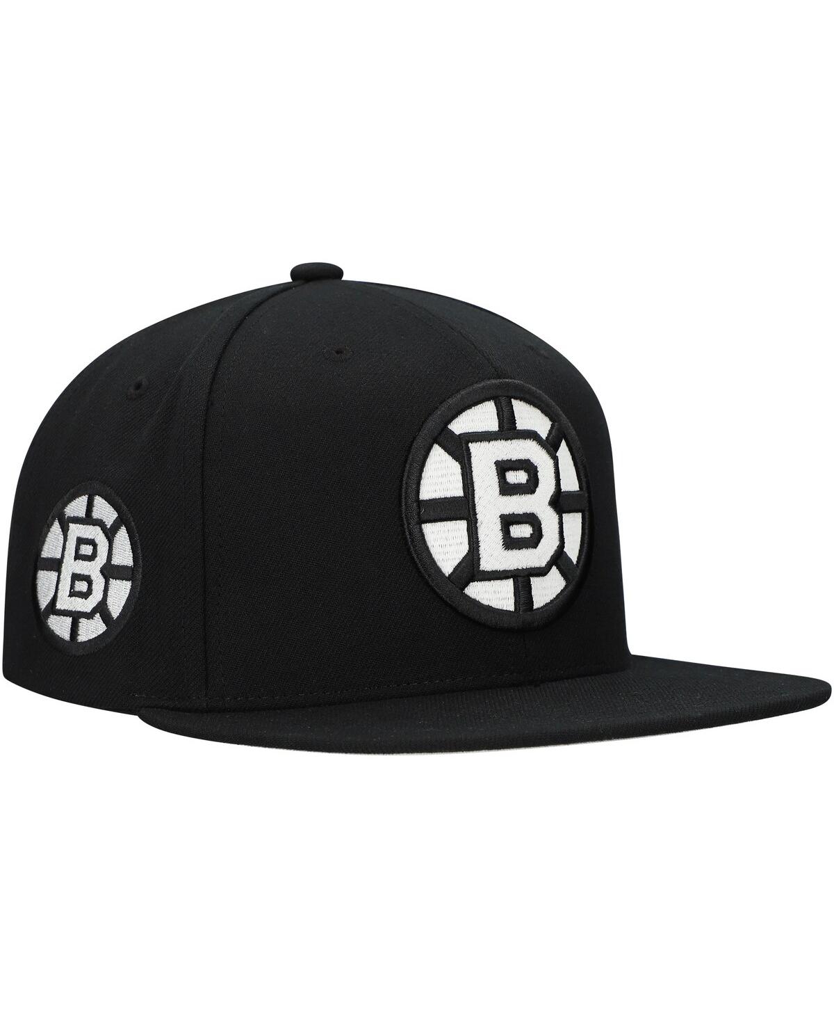 Mitchell & Ness Men's Black Boston Bruins Team Snapback Hat In Black