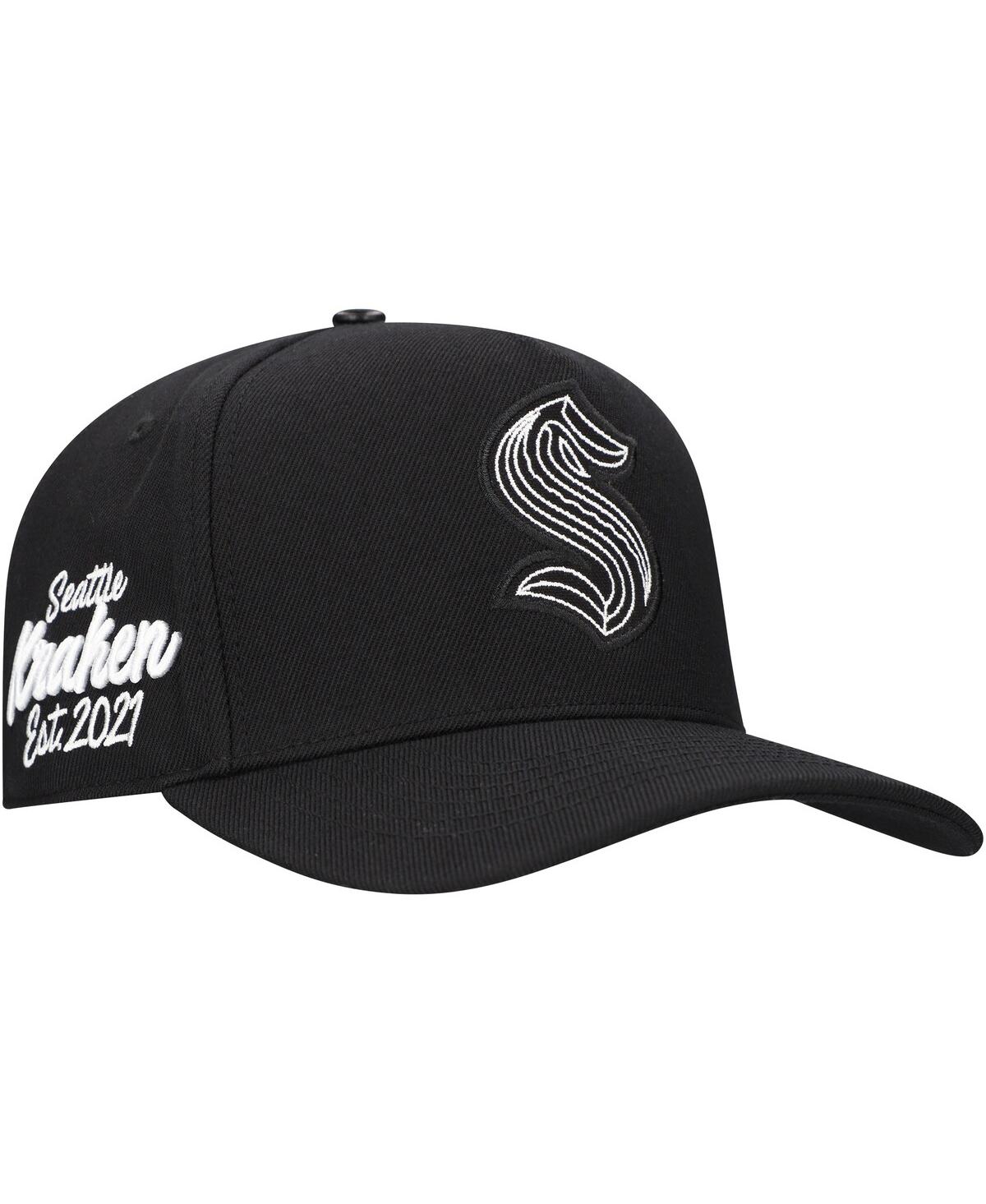 Pro Standard Men's Black Seattle Kraken Paint The City Pinch Front Snapback Hat In Black