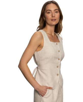 Women's Outsmart Linen Square-Neck Vest