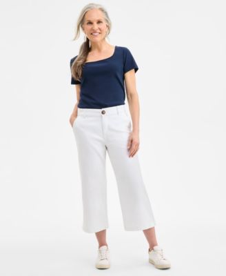 Style & Co Style Co Womens High Stretch Mid Rise Wide Leg Crop Pants 2p 24w Exclusively At Macys