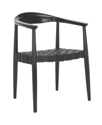 Walda Leather Woven Accent Chair