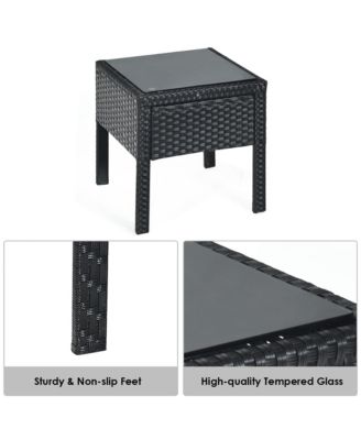 3 Piece Outdoor Patio Rattan Conversation Furniture Set Yard w/ Cushions & Coffee Table