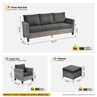 Patio Furniture Set 7 Piece High Back Sofa Outdoor Conversation Sets All Weather Wicker Rattan Sectional Sofa Set Couch and Chairs Garden Backyard Porch