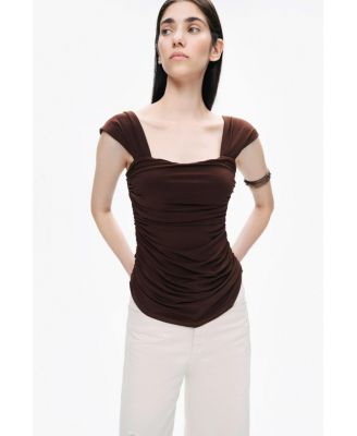 Women's Thick Strap Draped Detail Blouse