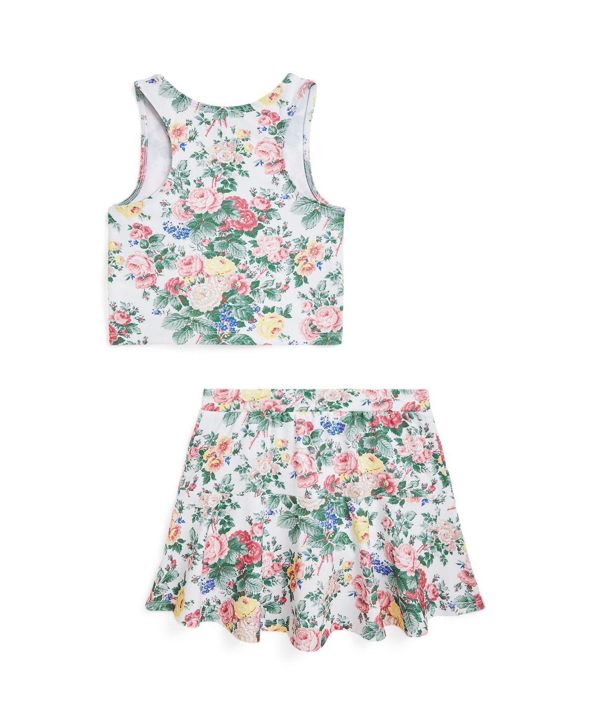 Polo Ralph Lauren Toddler And Little Girls 2-piece Performance Jersey Top And Skort Set In Portia Floral,dessert Rose