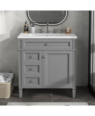 30" Modern Bathroom Vanity Single Sink, 2 Drawers, Tip-out