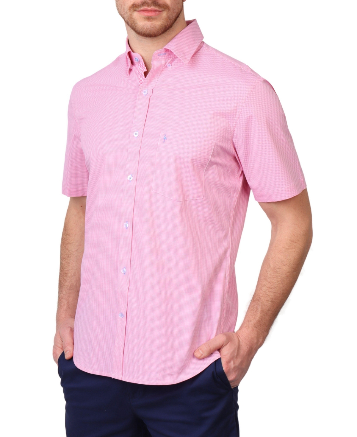 Men's Signature Micro Gingham Short Sleeve Shirt - Rose pink