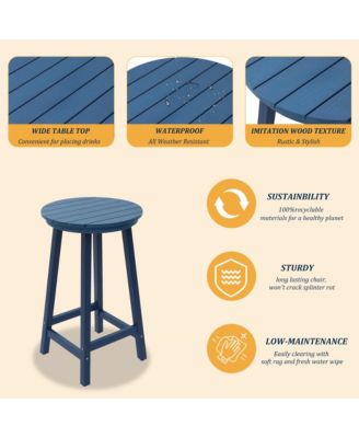 Tall Adirondack Chair with Bar Table Patio Chairs Outdoor Adirondack Barstool Outdoor Furniture Set Balcony Chairs for Lawn Backyard Garden, Blue
