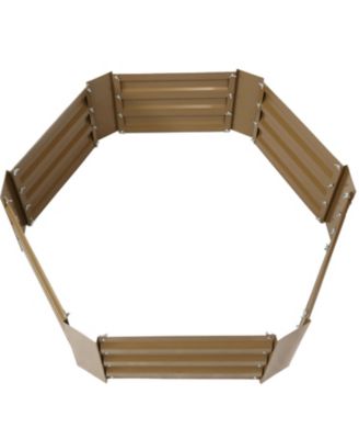 11.75" H Raised Metal Garden Bed - Galvanized Raised Garden Bed Outdoor for Vegetables and Flowers - Brown - Hexagon