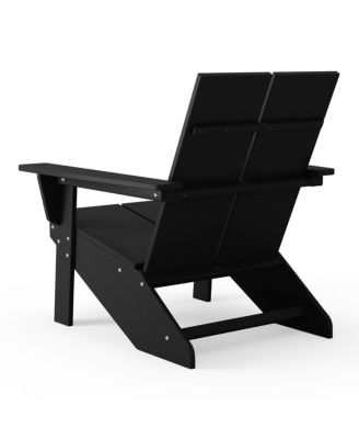 Outdoor HDPE Modern Adirondack Chair with Cup Holder (Set of 2)