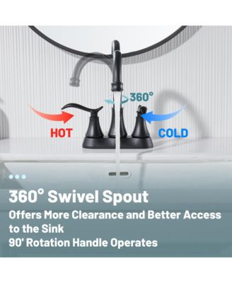 4 Inch 2-Handle Centerset Bathroom Sink Faucet with Drain and Supply Hose Faucet Mixer Double Handle Tap Deck Mounted Oil Rubbed Bronze
