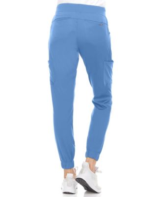 Women's Scrubs Mid Rise Six Pocket Yoga Scrub Joggers, Wine Large