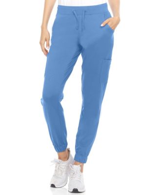 Women's Scrubs Mid Rise Six Pocket Yoga Scrub Joggers, Wine Large