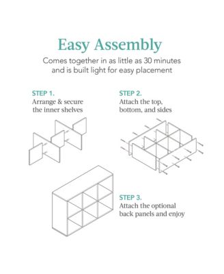 6-Cube Bookshelf, 11in Display Storage System, Organizer w/ Removable Back Panels