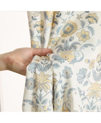 Clara Floral Damask Patterned Window Back Tab Rod Pocket Curtains Bedroom - Light Blocking Darkening Window Panels, Set of 2 (Grey, 52 W x 84 L)