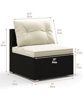 5 PCS Rattan Sofa Set Outdoor Wicker Furniture Set w/ Back Cushions & Square Coffee Table