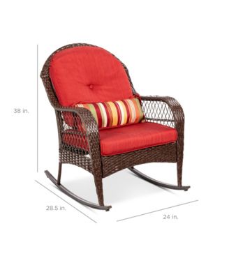 Outdoor Wicker Rocking Chair for Patio, Porch w/ Steel Frame, Weather-Resistant Cushions