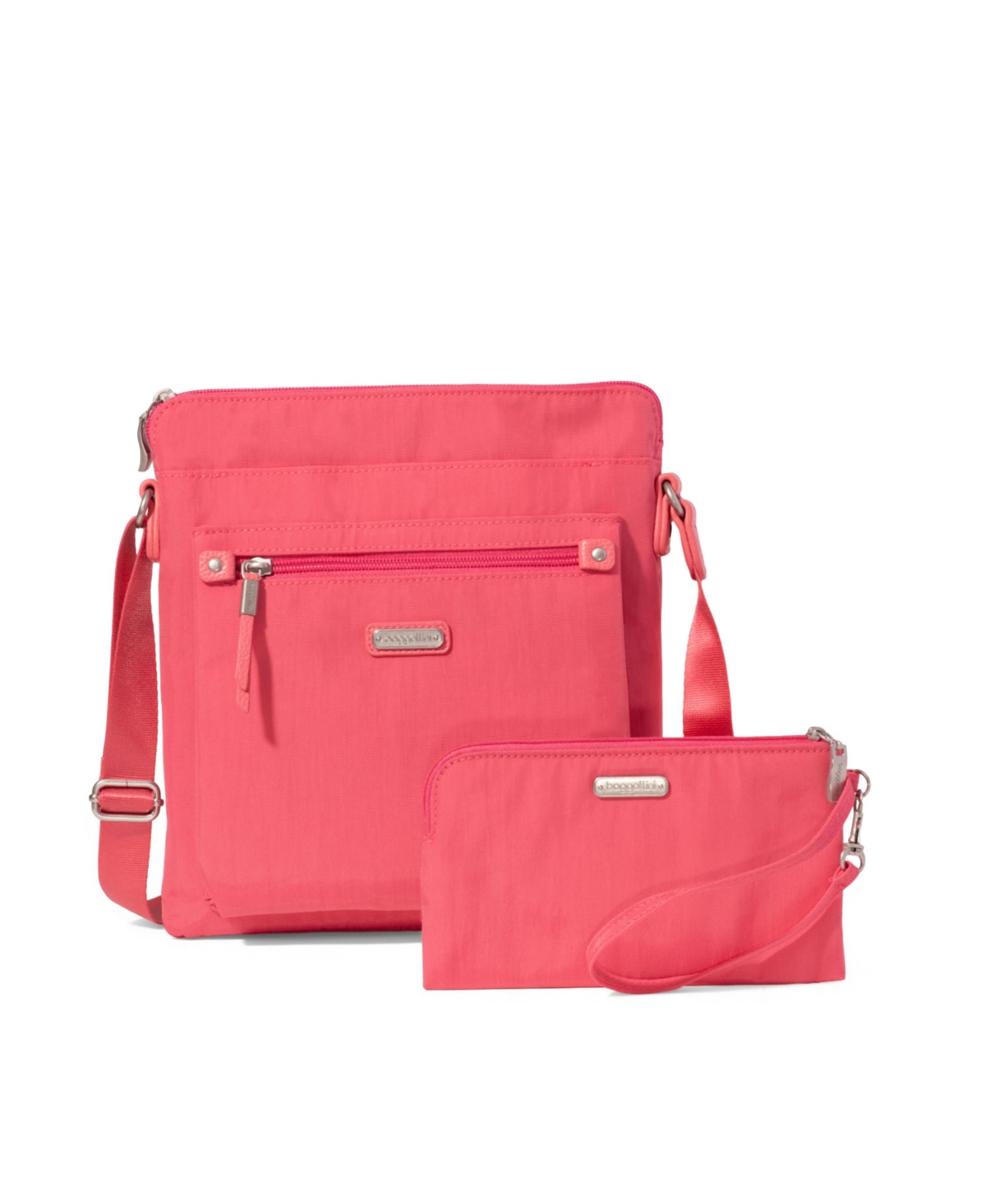 Baggallini Go With Rfid Wristlet Crossbody Bag In Flamingo
