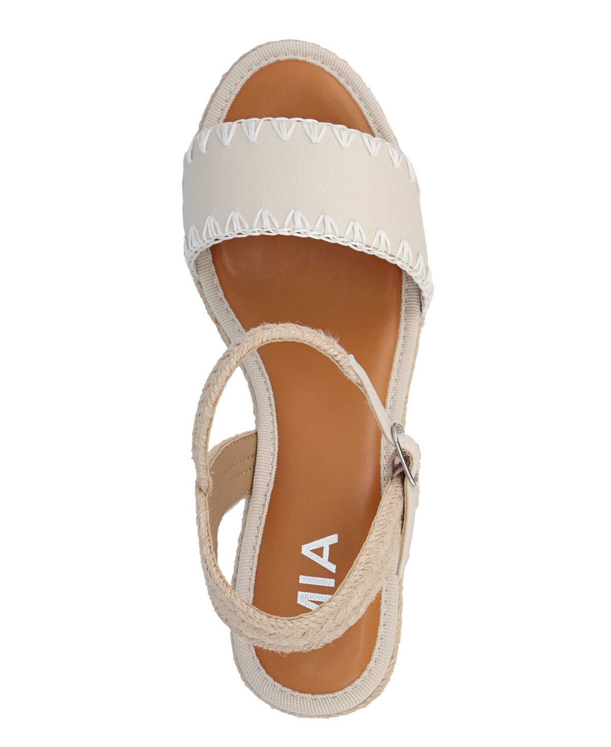 Mia Becky Ankle Strap Espadrille Platform Wedge Sandal In Natural,ecru