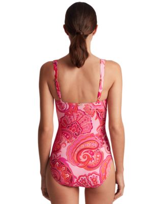 Women's Printed Tie-Front One-Piece Swimsuit