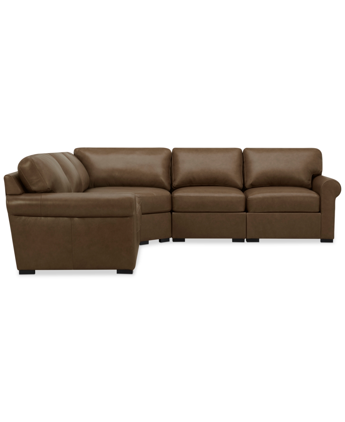 Macy's Radley Roll Arm 117" 4-pc. Leather Wedge Corner L Sectional, Exclusively At