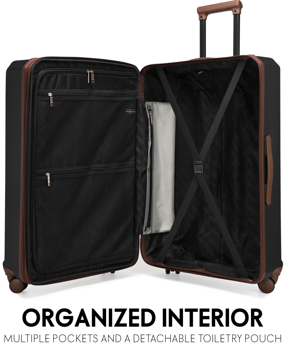 Elle Luxe Journey 3-piece Expandable Retro Spinner Luggage Set In Black