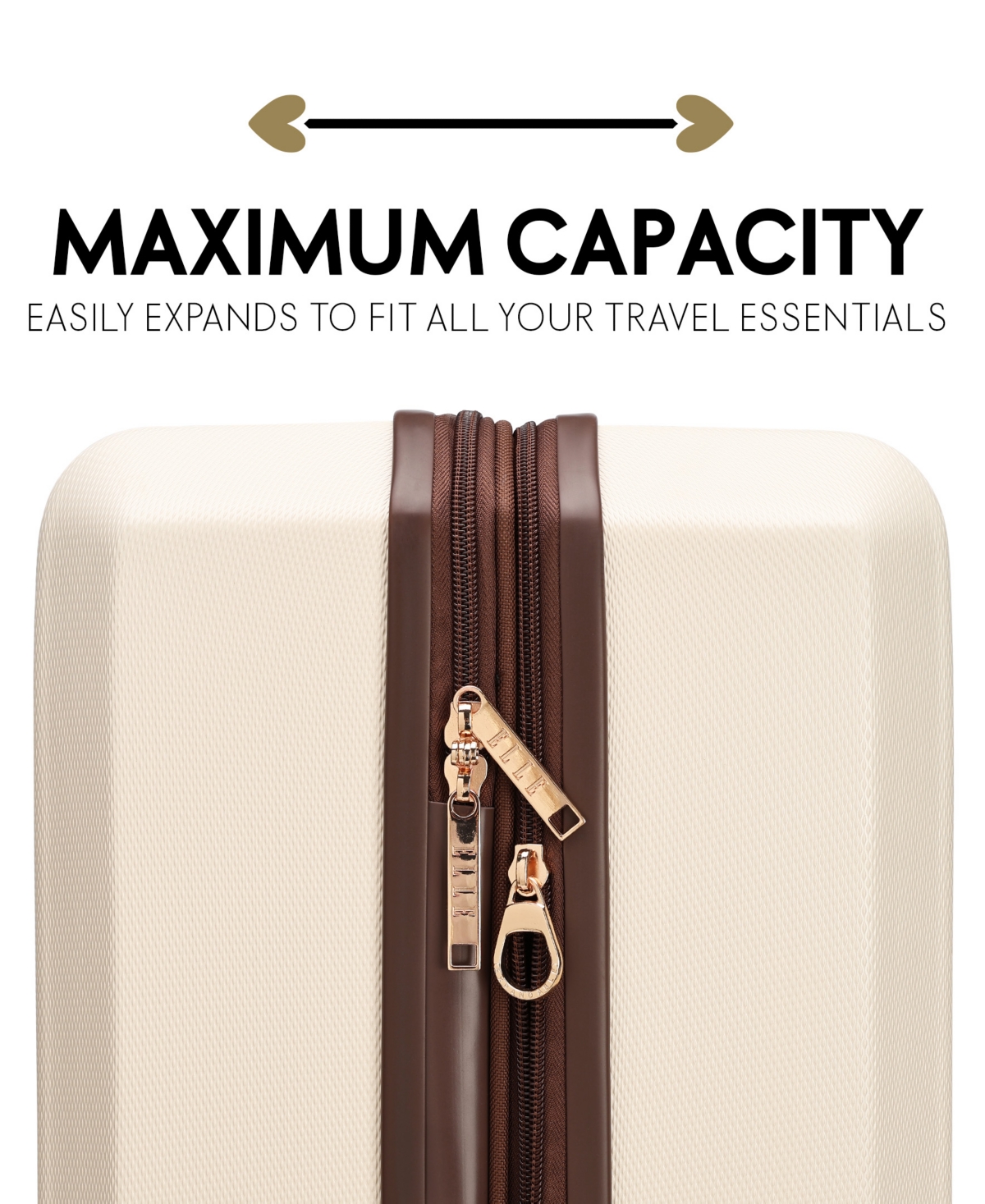 Elle Luxe Journey 3-piece Expandable Retro Spinner Luggage Set In Champagne