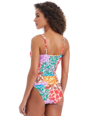 BAR III WOMENS BEACHSIDE BOHEME TWIST FRONT SHIRRED TANKINI TOP SIDE TAB HIPSTER BIKINI BOTTOMS EXCLUSIVELY  