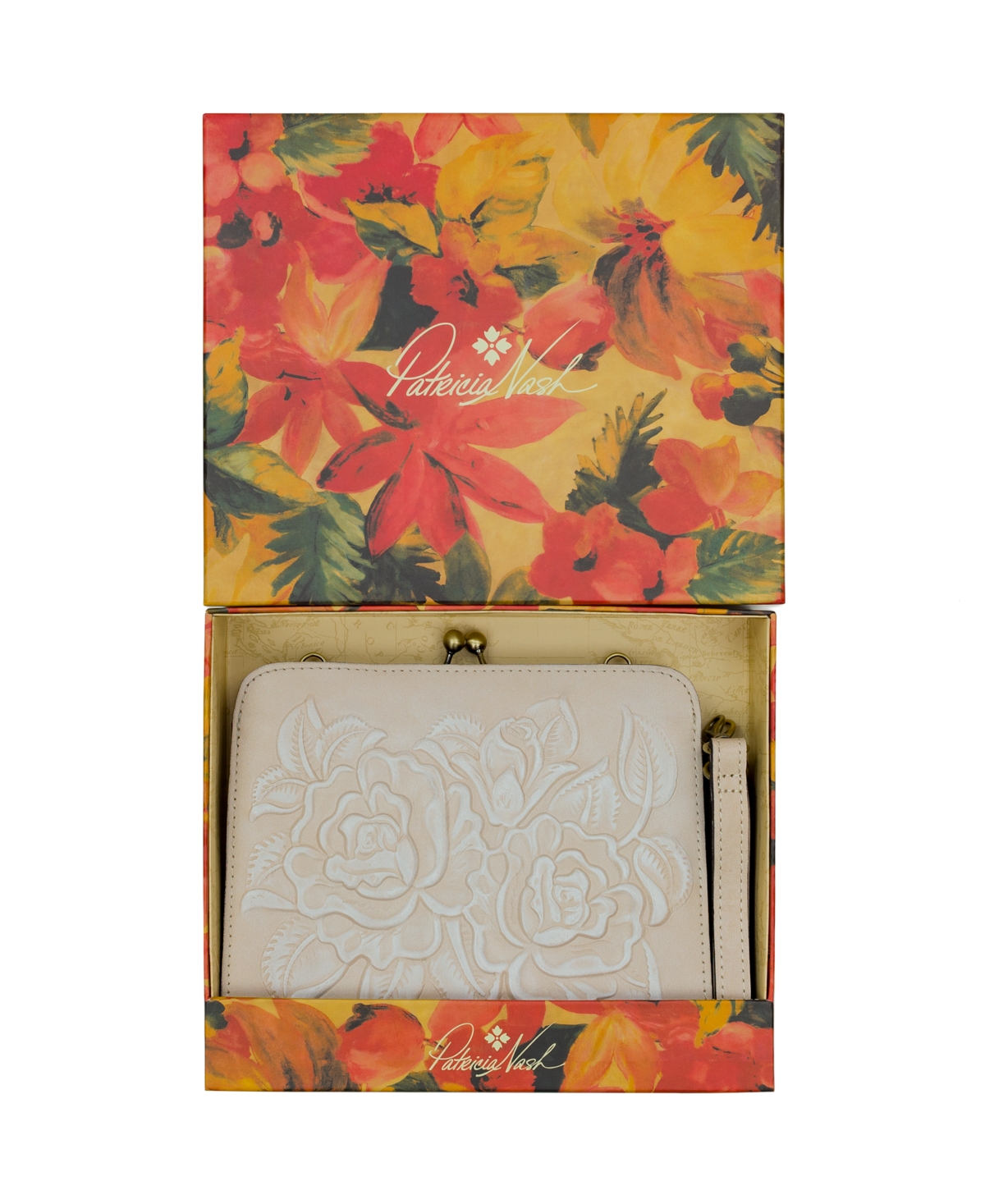 Shop Patricia Nash Boxed Amari Kisslock Small Crossbody Frame Bag In Chalk White