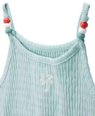 Toddler Girls Floral Ribbed Tank Top