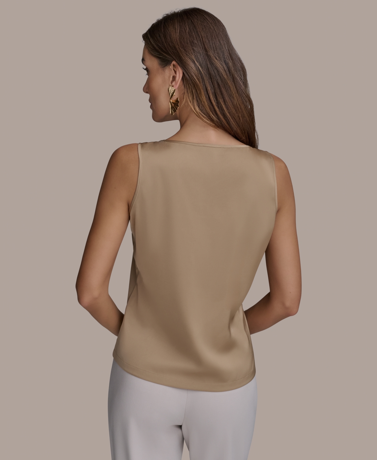 Shop Donna Karan Women's Scoop-neck Satin Camisole In Hazelnut