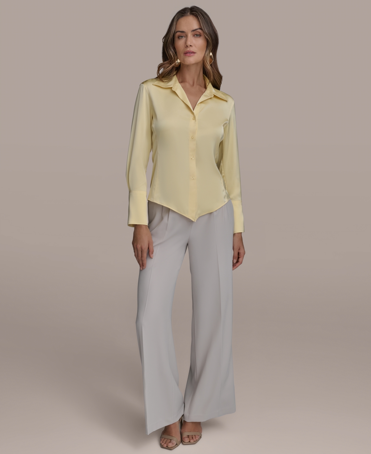 DONNA KARAN WOMEN'S BUTTON-FRONT BLOUSE, REGULAR & PETITE SIZES 