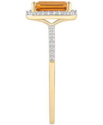 Blue Topaz (2 ct. t.w.) & Lab Created White Sapphire (1/4 ct. t.w.) Statement Ring in 10k Yellow Gold