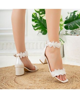 Dana Lace Bridal Low Heel Sandals