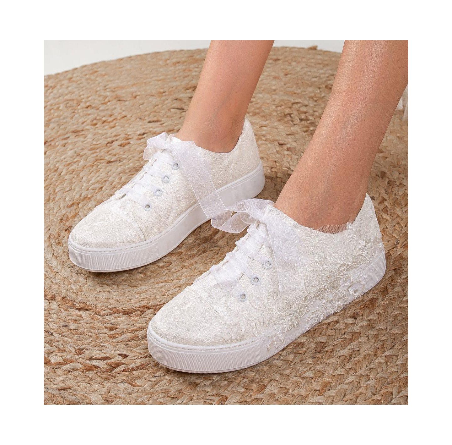 Женские кроссовки Forever & Always Shoes Elise Lace Bridal, цвет: Слоновая кость — фото 4