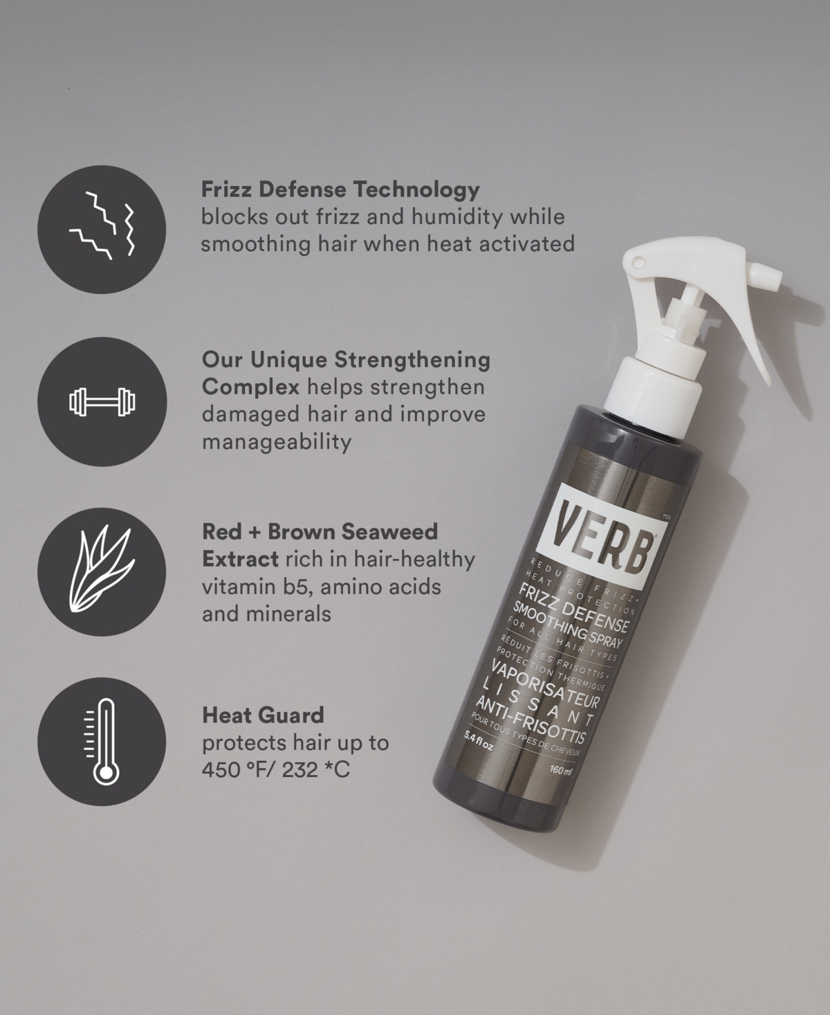 Verb Frizz Defense Smoothing Spray, 5.4 Oz.