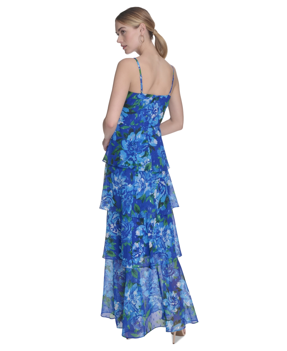 ELIZA J WOMEN'S PRINTED CHIFFON TIERED GOWN 